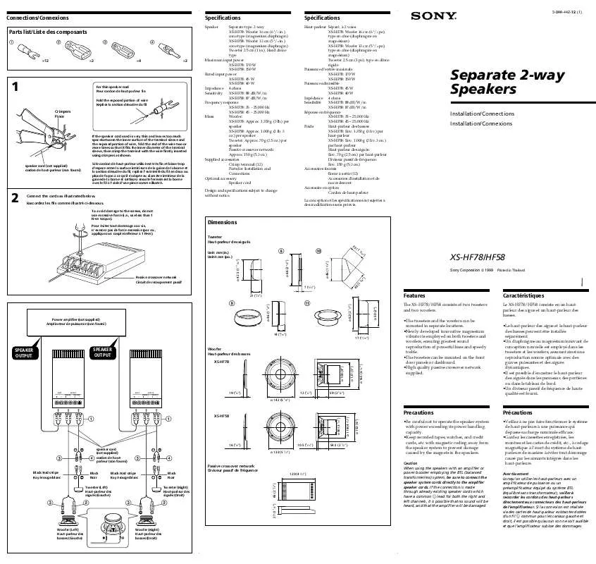 Mode d'emploi SONY XS-HF58