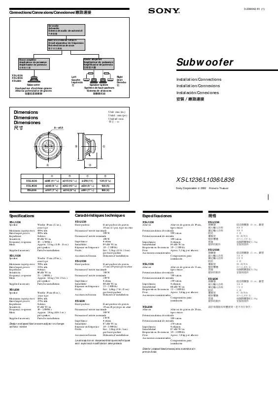 Mode d'emploi SONY XS-L1036