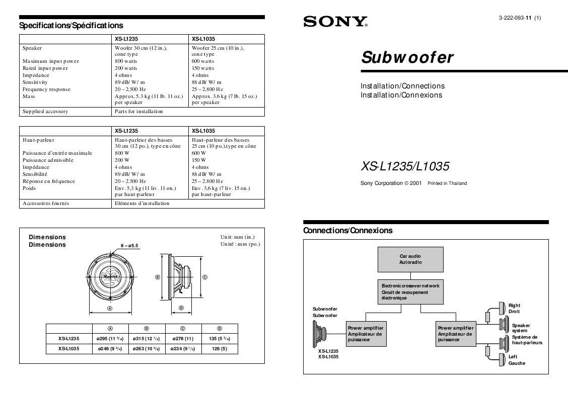 Mode d'emploi SONY XS-L1235