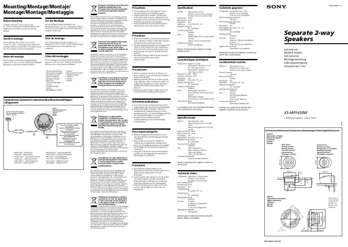 Mode d'emploi SONY XS-MP1650W