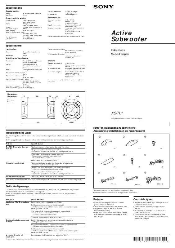 Mode d'emploi SONY XS-TL1