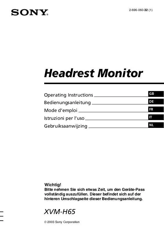 Mode d'emploi SONY XVM-H65