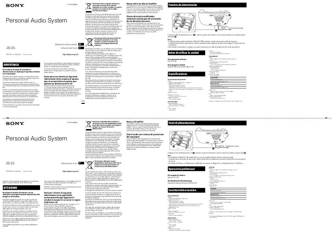 Mode d'emploi SONY ZS-E5