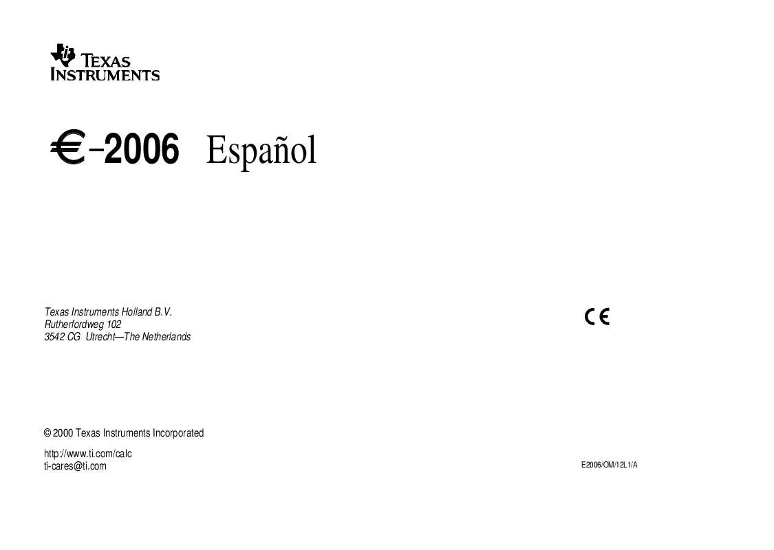 Mode d'emploi TEXAS INSTRUMENTS E-2006