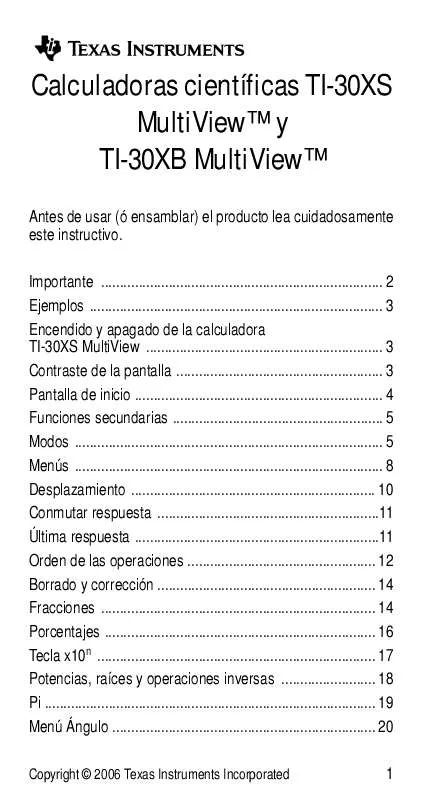 Mode d'emploi TEXAS INSTRUMENTS TI-30XB MULTIVIEW