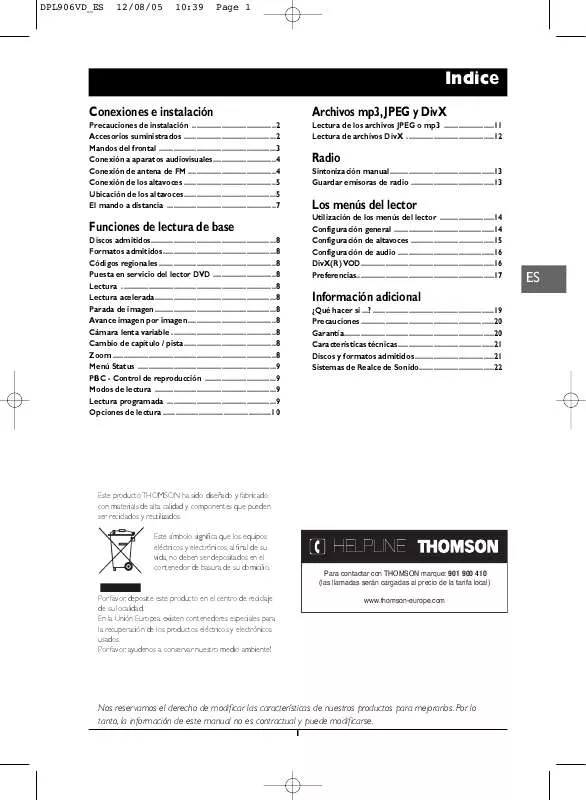 Mode d'emploi THOMSON DPL906