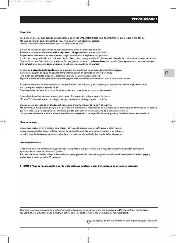 Mode d'emploi THOMSON ETC210