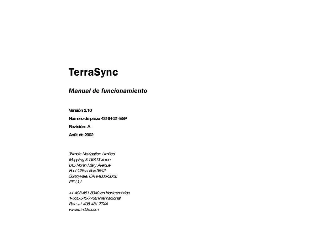 Mode d'emploi TRIMBLE TERRASYNC 2.10