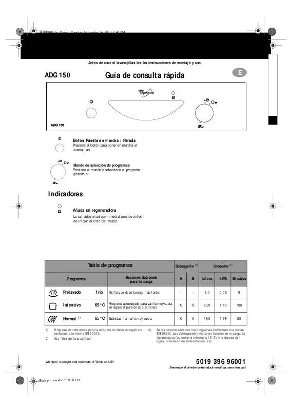 Mode d'emploi WHIRLPOOL ADG 150/1 BR