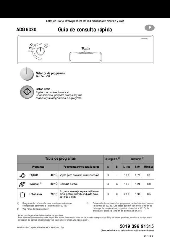 Mode d'emploi WHIRLPOOL ADG 6330/1 ALU