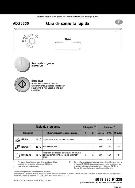 Mode d'emploi WHIRLPOOL ADG 6330 AV