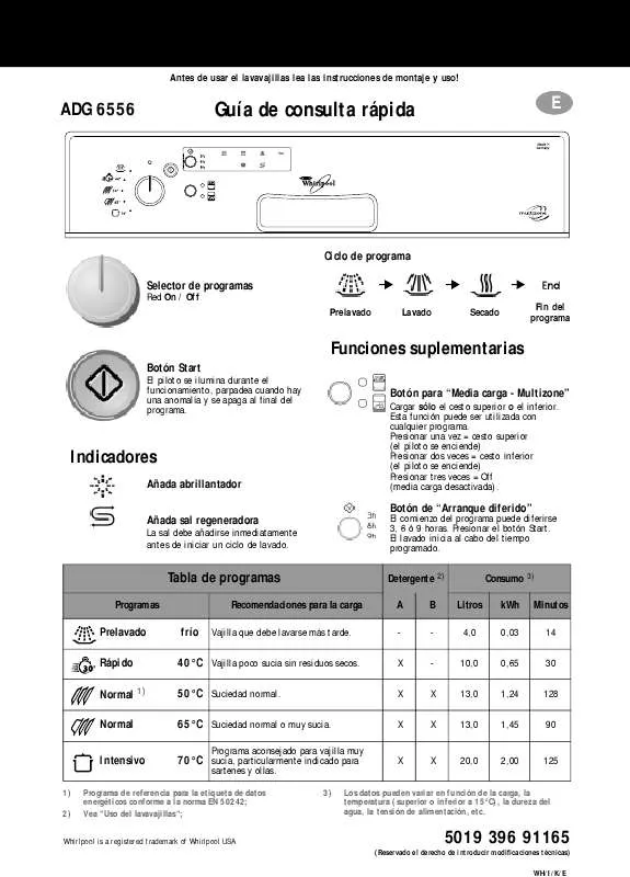 Mode d'emploi WHIRLPOOL ADG 6556 WHM