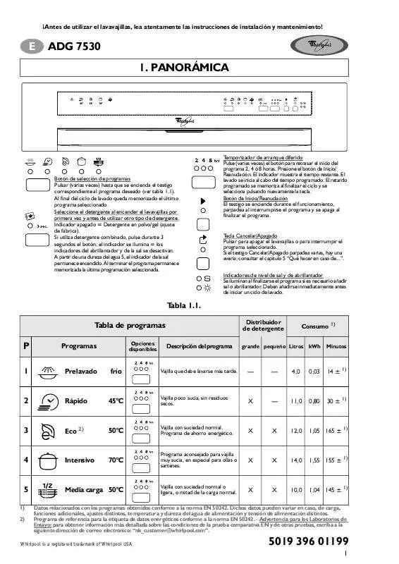 Mode d'emploi WHIRLPOOL ADG 7530 IX