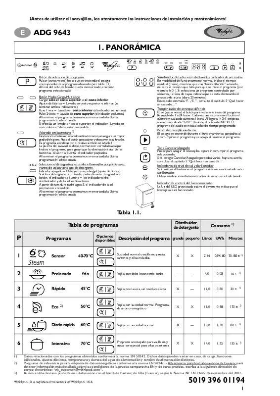 Mode d'emploi WHIRLPOOL ADG 9643