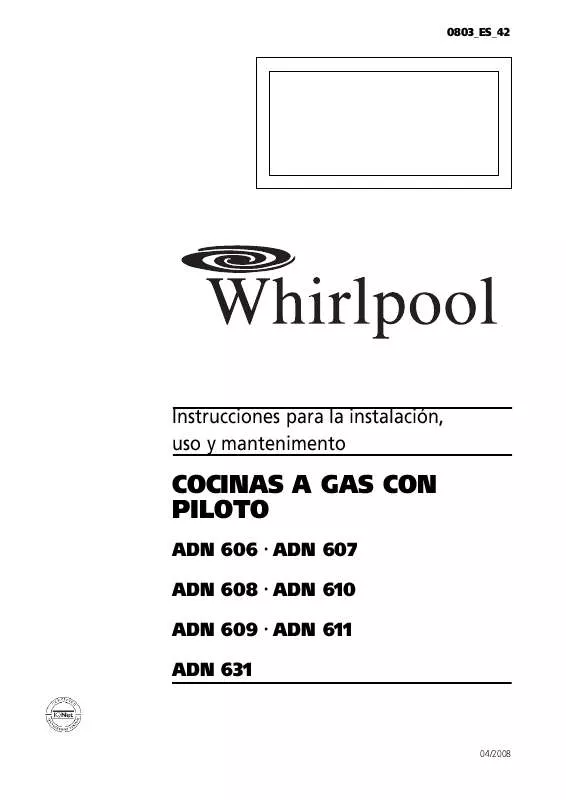 Mode d'emploi WHIRLPOOL ADN 607