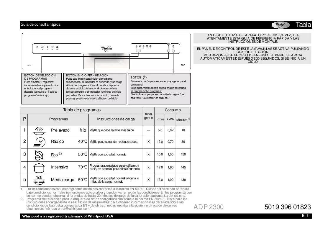 Mode d'emploi WHIRLPOOL ADP 2300 SL