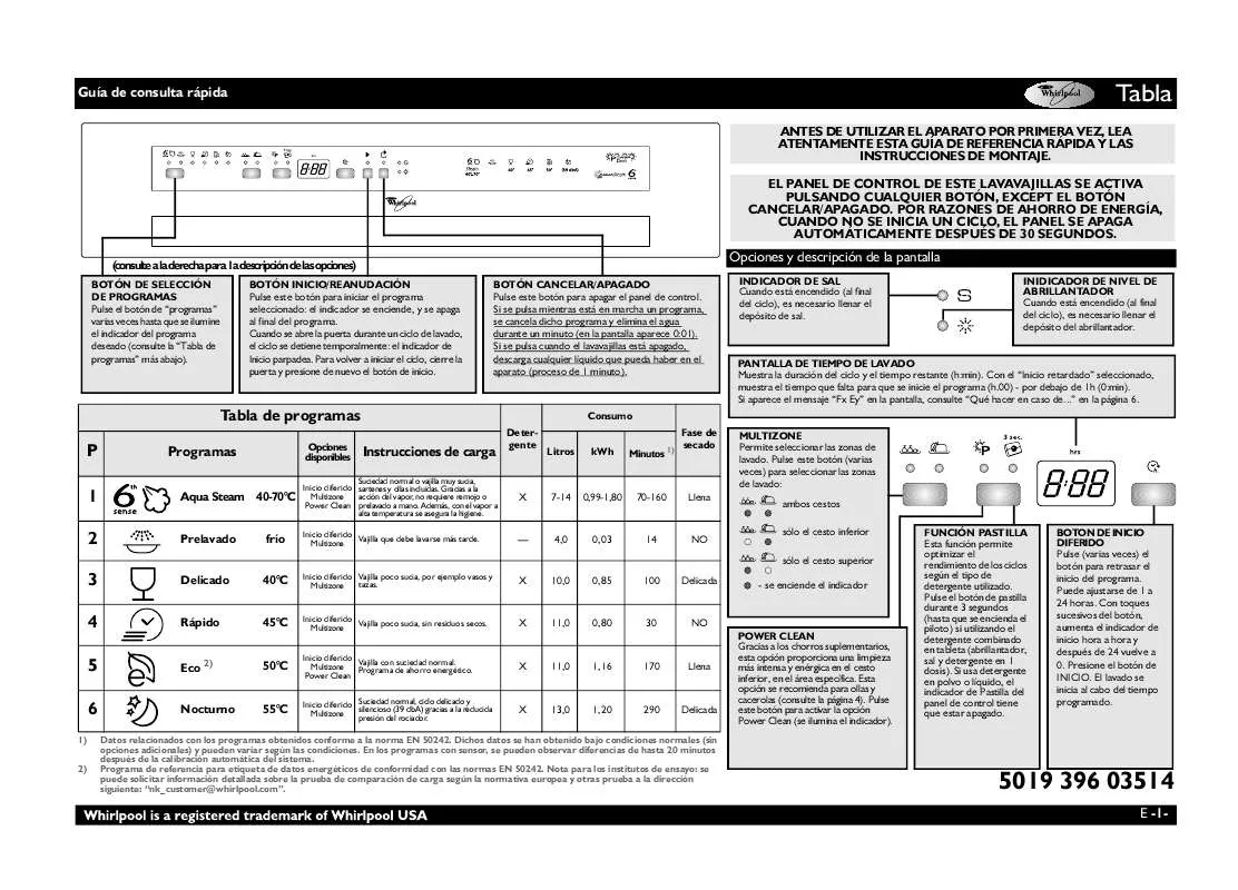 Mode d'emploi WHIRLPOOL ADP 6914 IX SPACE