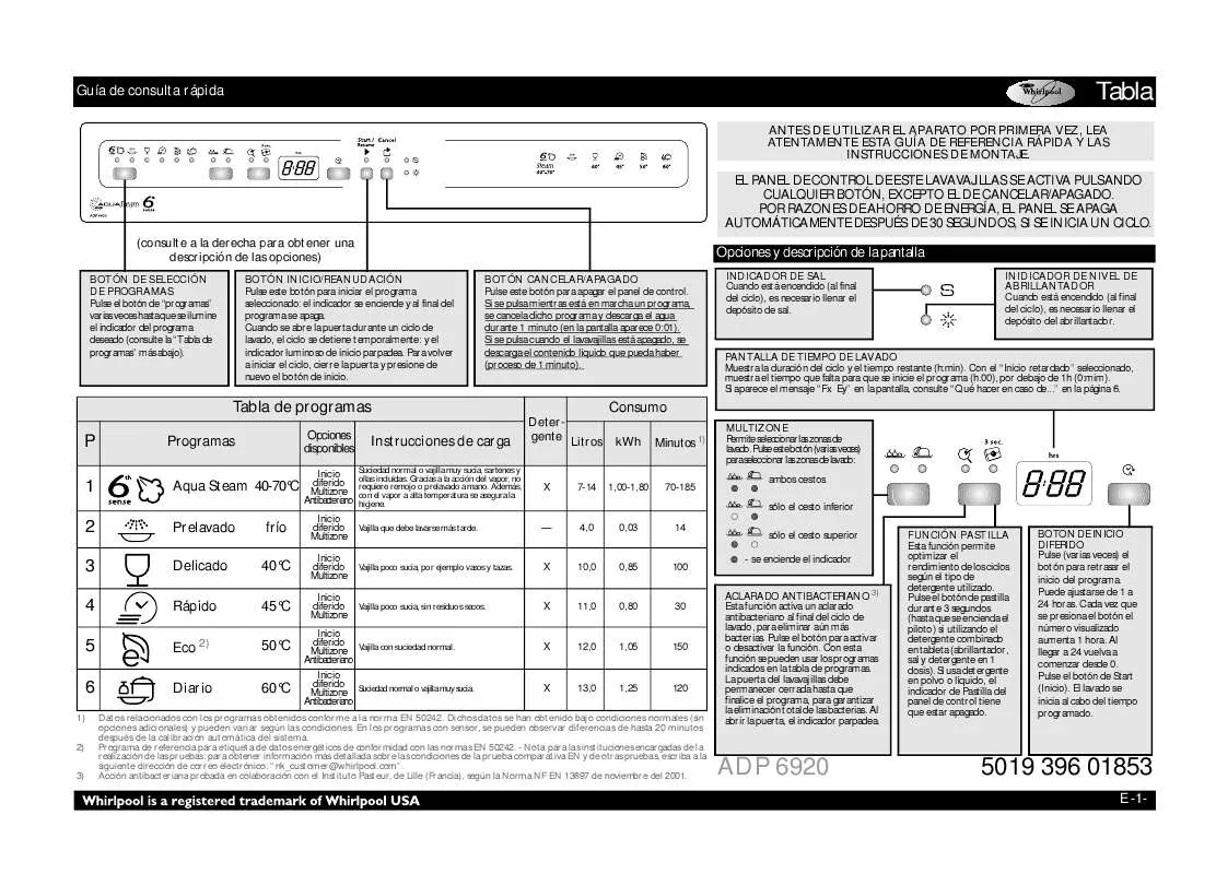 Mode d'emploi WHIRLPOOL ADP 6920 WH