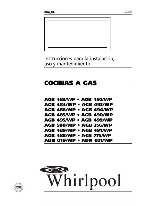 Mode d'emploi WHIRLPOOL AGB 483/WP