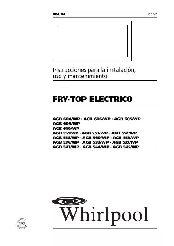 Mode d'emploi WHIRLPOOL AGB 537/WP