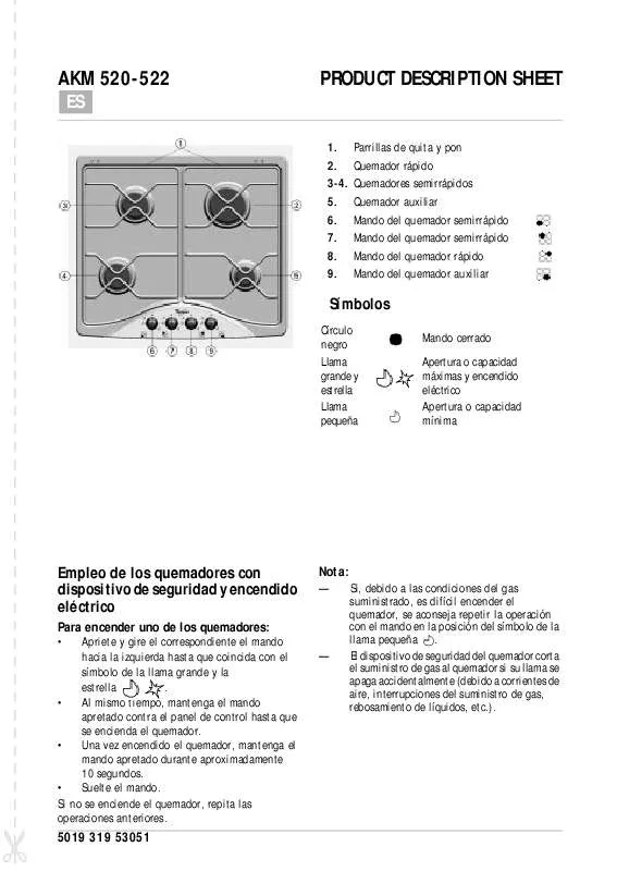 Mode d'emploi WHIRLPOOL AKM 522/IX