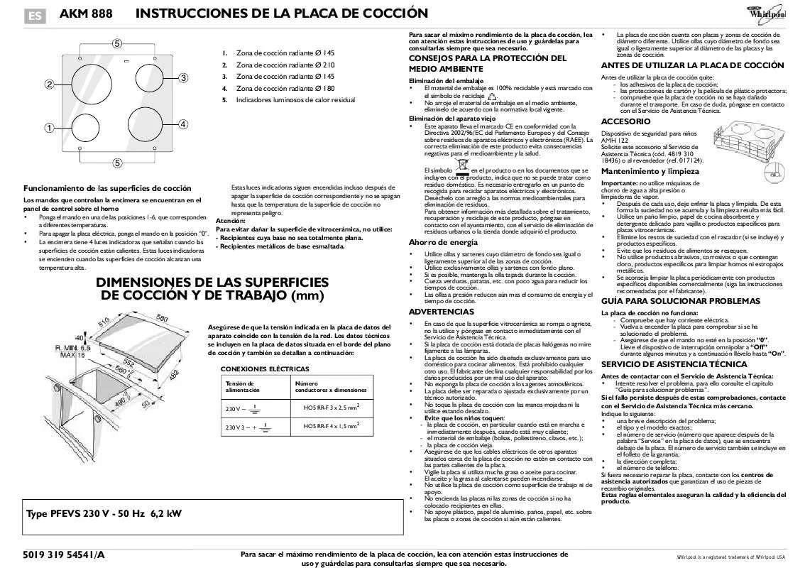 Mode d'emploi WHIRLPOOL AKM 888/IX/01