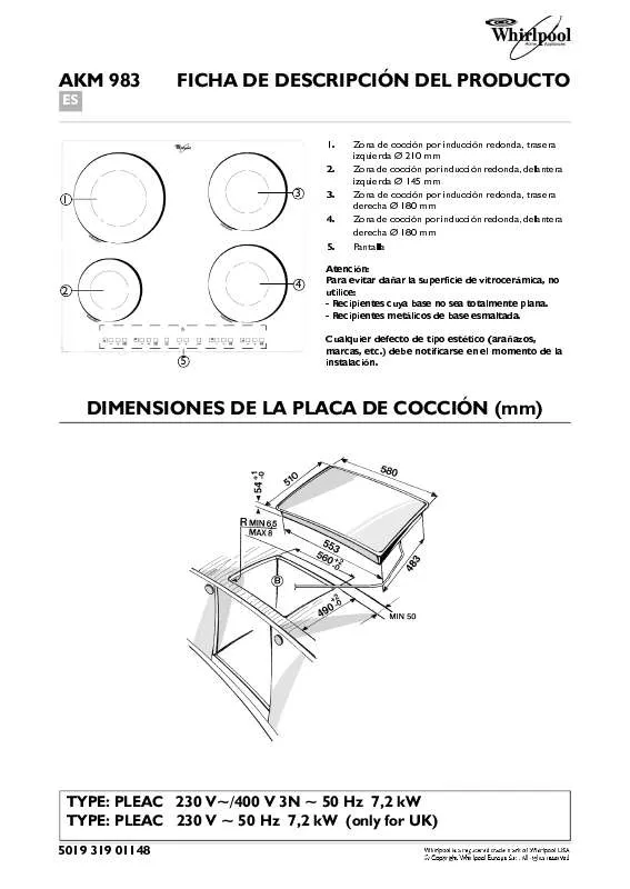 Mode d'emploi WHIRLPOOL AKM 983/NE