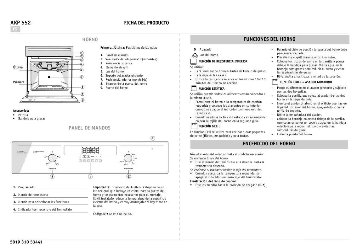 Mode d'emploi WHIRLPOOL AKP 552 IX