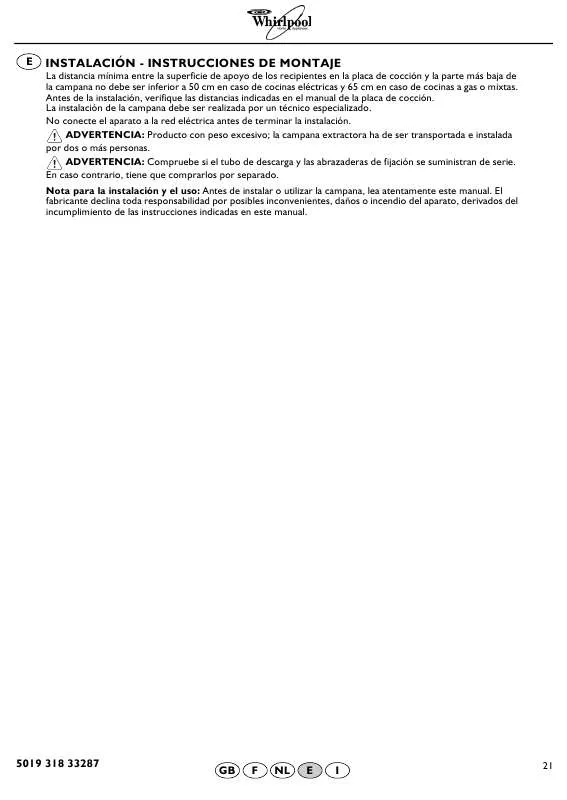 Mode d'emploi WHIRLPOOL AKR 029 WH