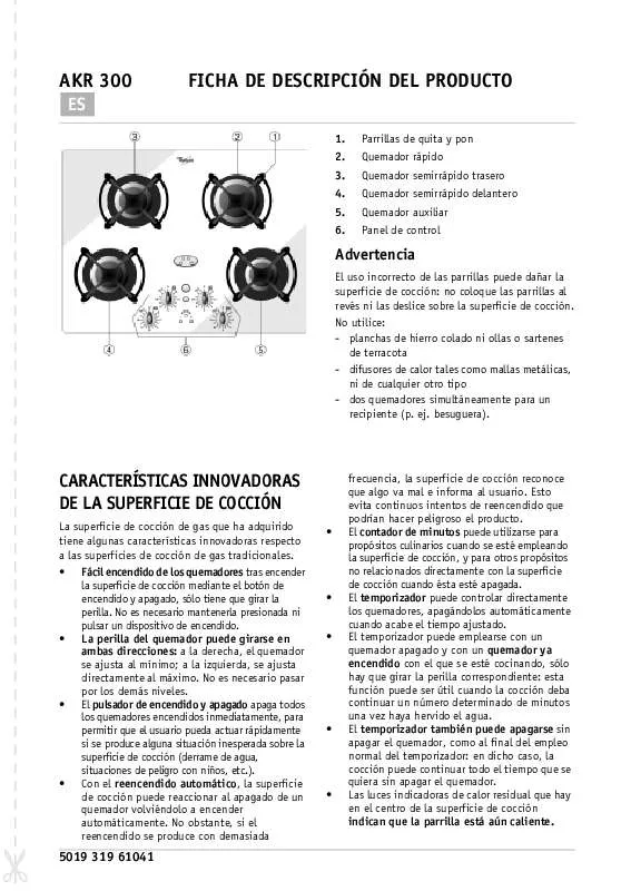 Mode d'emploi WHIRLPOOL AKR 300/NB/01