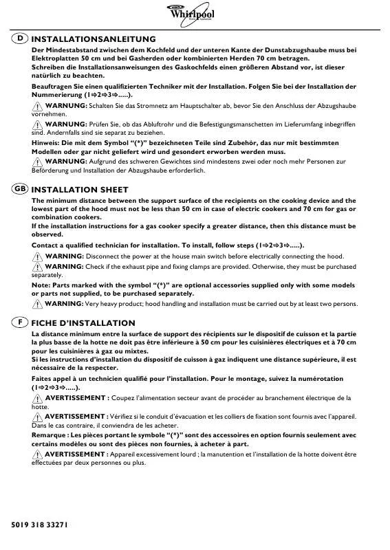 Mode d'emploi WHIRLPOOL AKR 806 WH