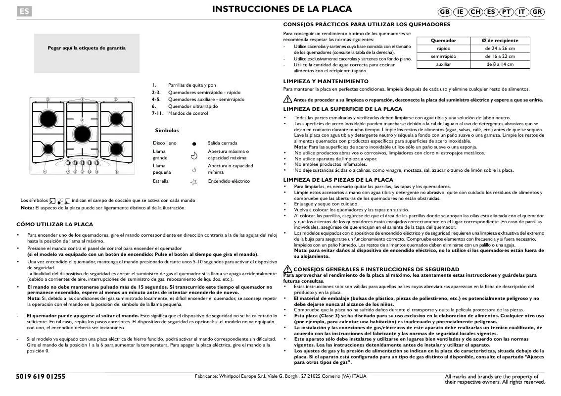 Mode d'emploi WHIRLPOOL AKS 328/IX