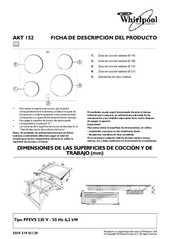 Mode d'emploi WHIRLPOOL AKT 152/NB