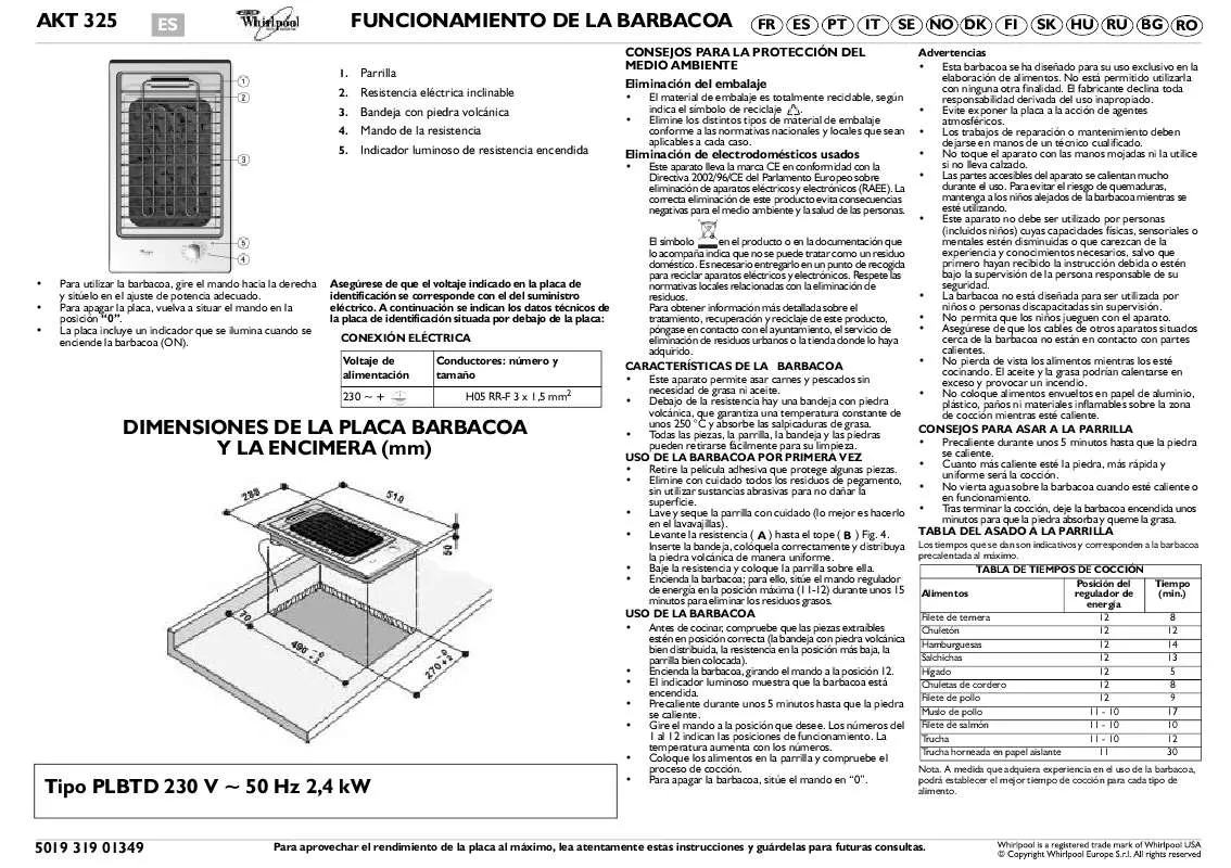 Mode d'emploi WHIRLPOOL AKT 325/IX