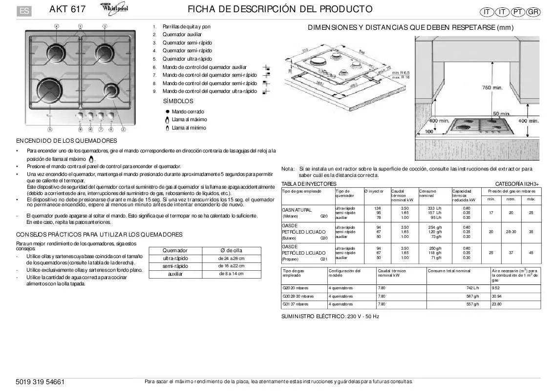 Mode d'emploi WHIRLPOOL AKT 617/WH