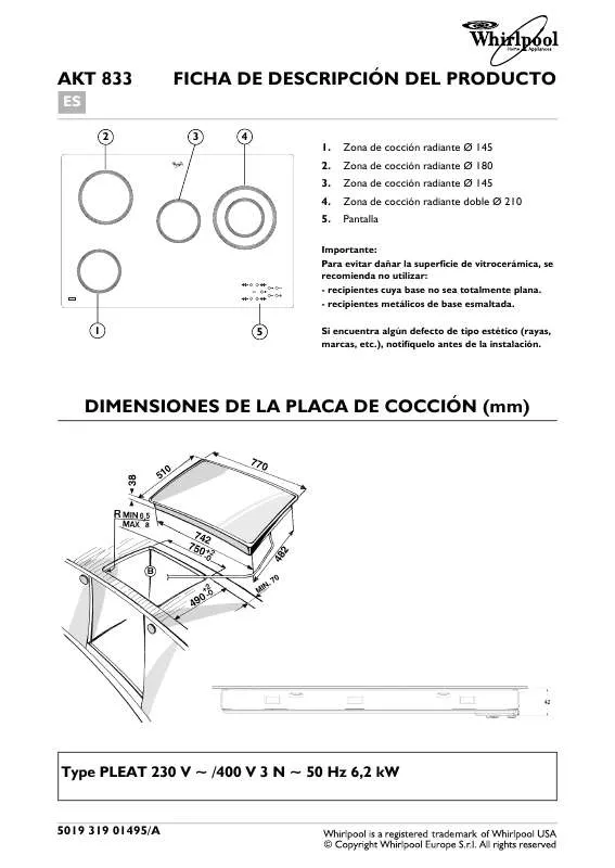 Mode d'emploi WHIRLPOOL AKT 833/LX