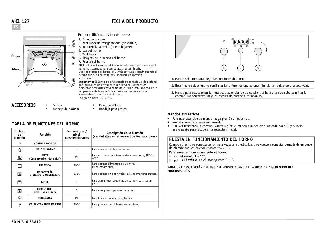 Mode d'emploi WHIRLPOOL AKZ 127 NB