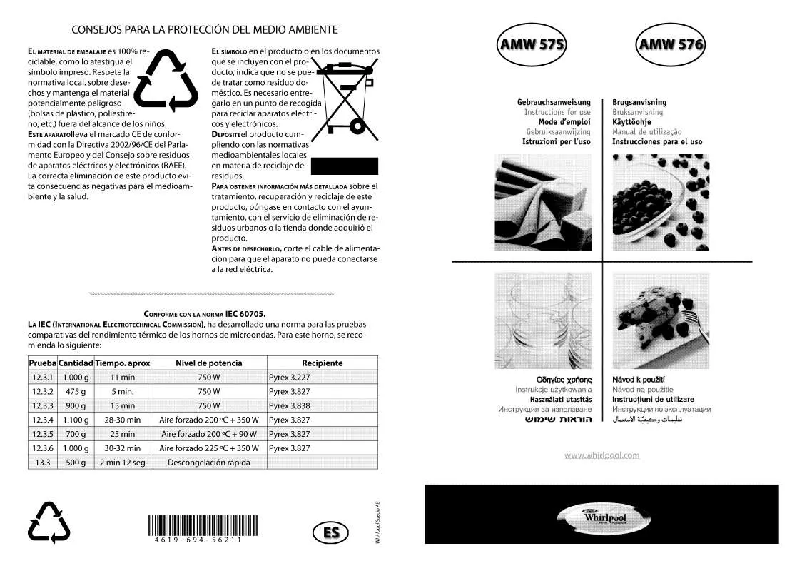 Mode d'emploi WHIRLPOOL AMW 548 IX