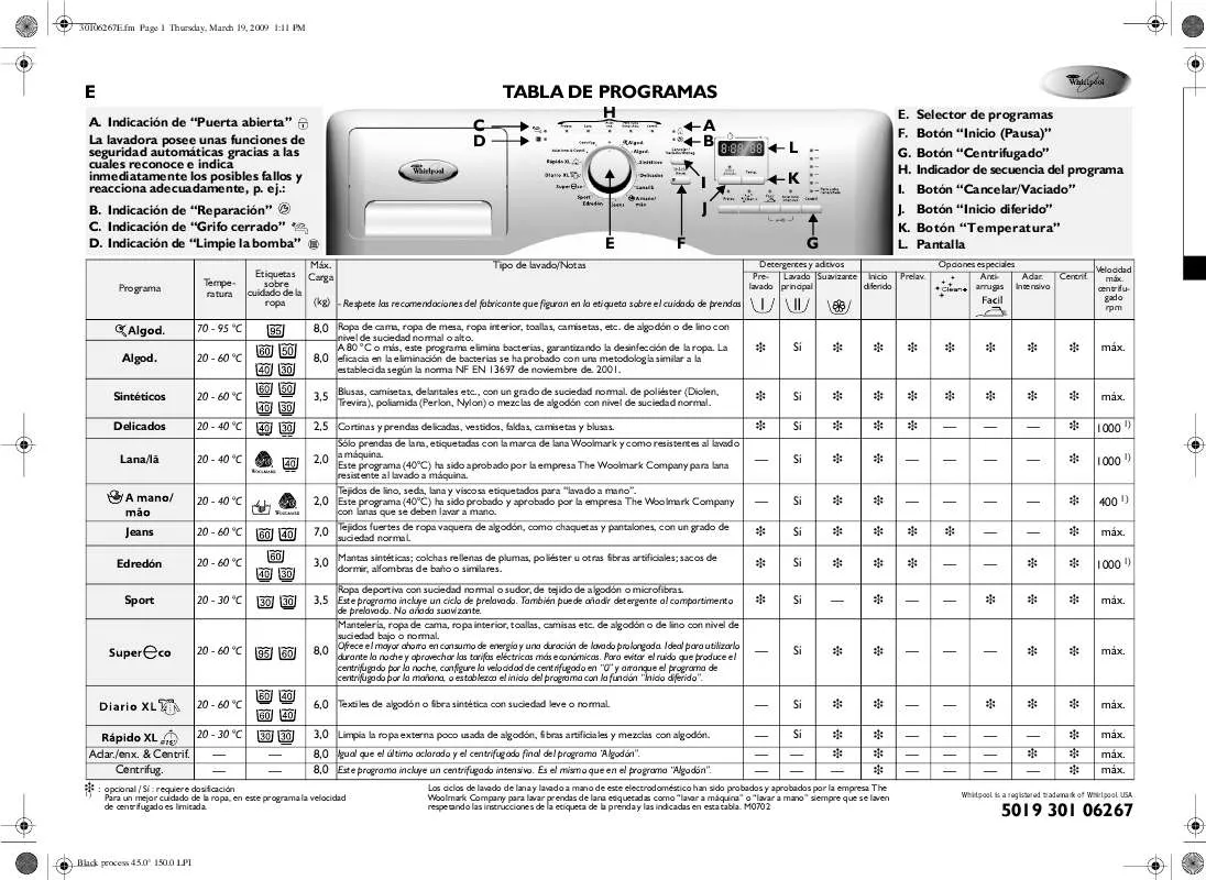 Mode d'emploi WHIRLPOOL AWOE 8548 WP