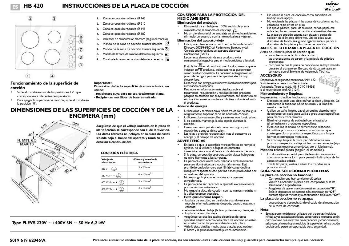 Mode d'emploi WHIRLPOOL HB 420