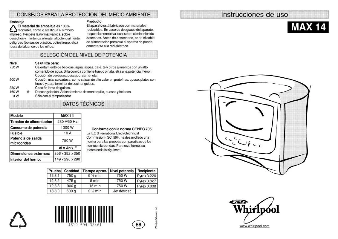 Mode d'emploi WHIRLPOOL MAX 14 WA D