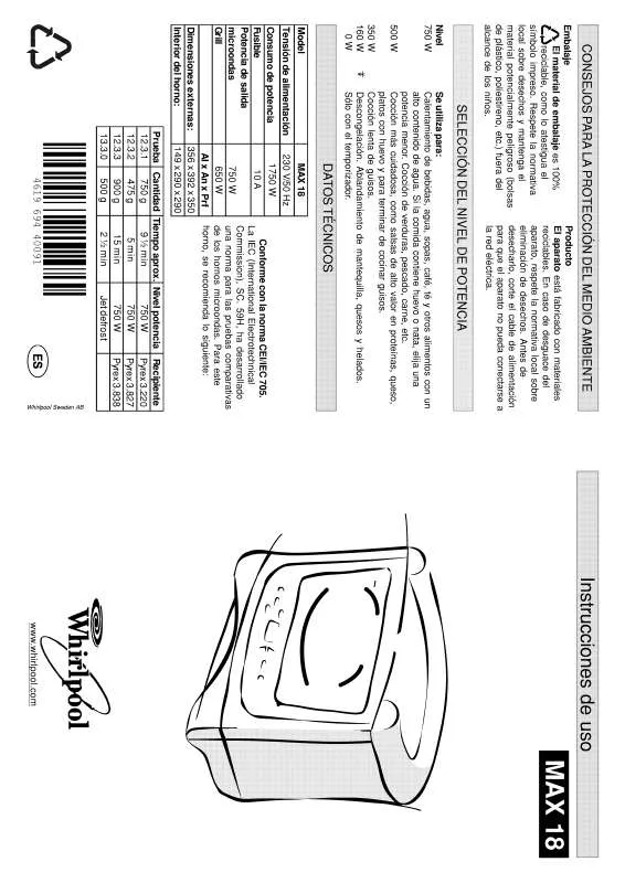 Mode d'emploi WHIRLPOOL MAX 18/2/BL