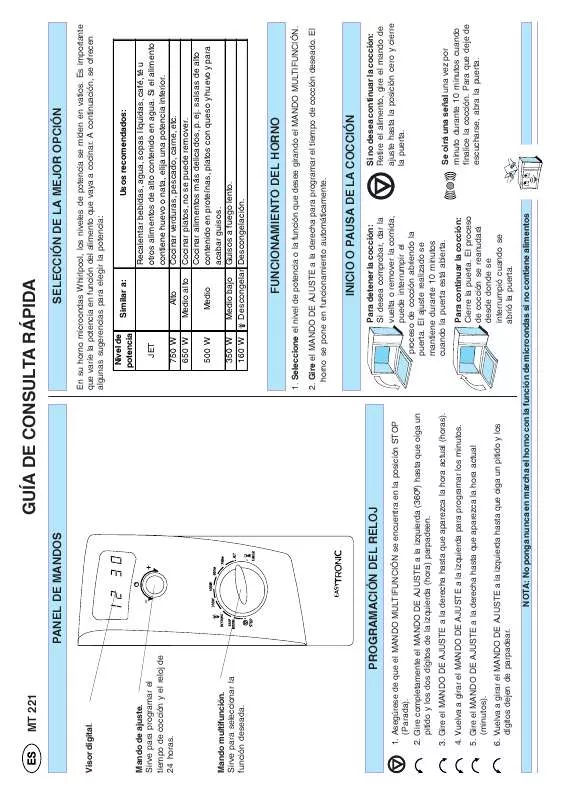 Mode d'emploi WHIRLPOOL MT 221/GREEN