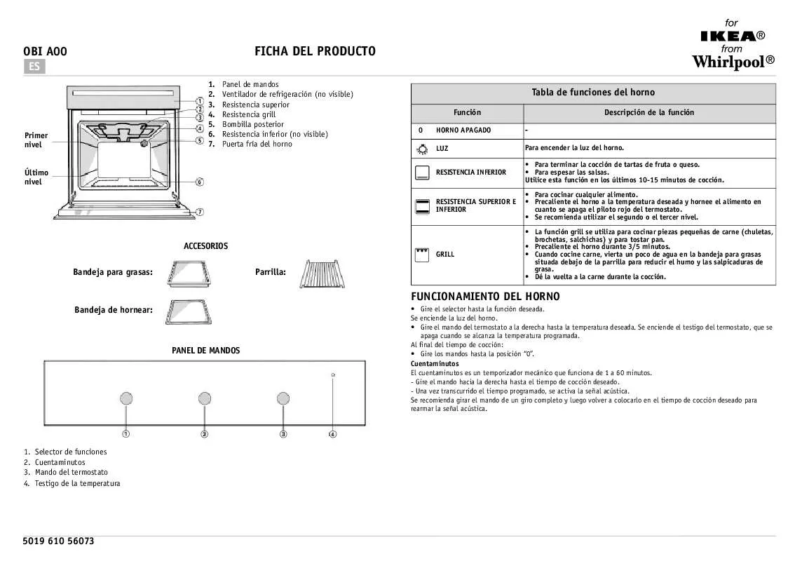 Mode d'emploi WHIRLPOOL OBI A00 S