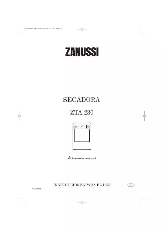 Mode d'emploi ZANUSSI ZTA230
