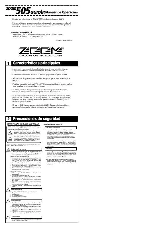 Mode d'emploi ZOOM 505