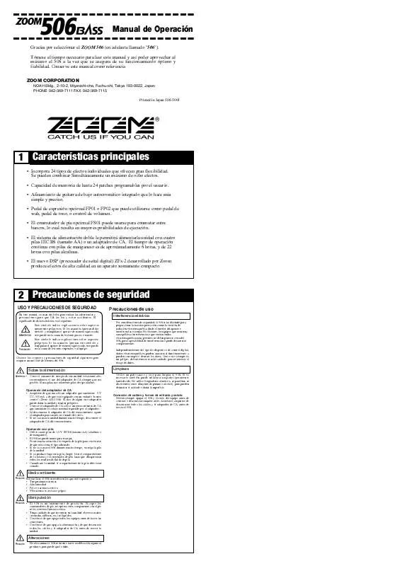 Mode d'emploi ZOOM 506