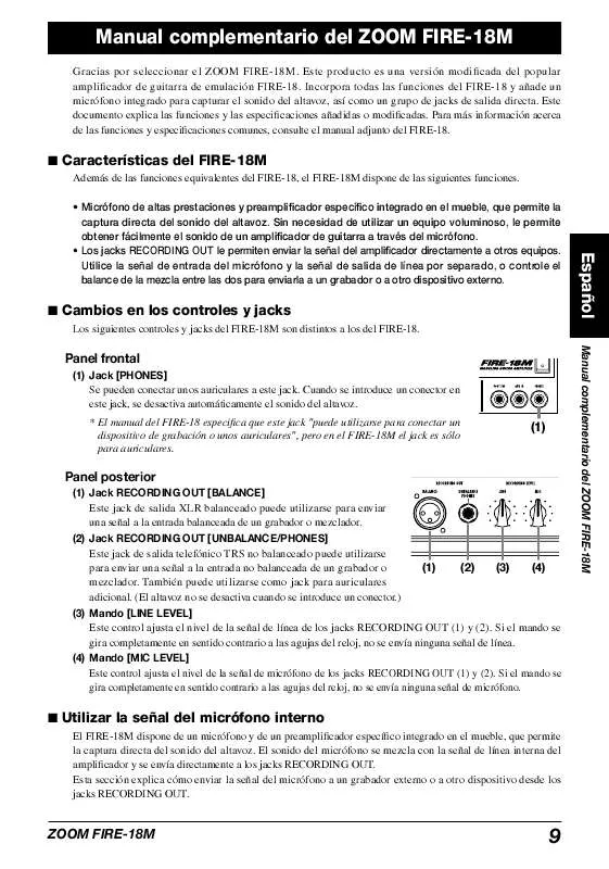 Mode d'emploi ZOOM FIRE-18M