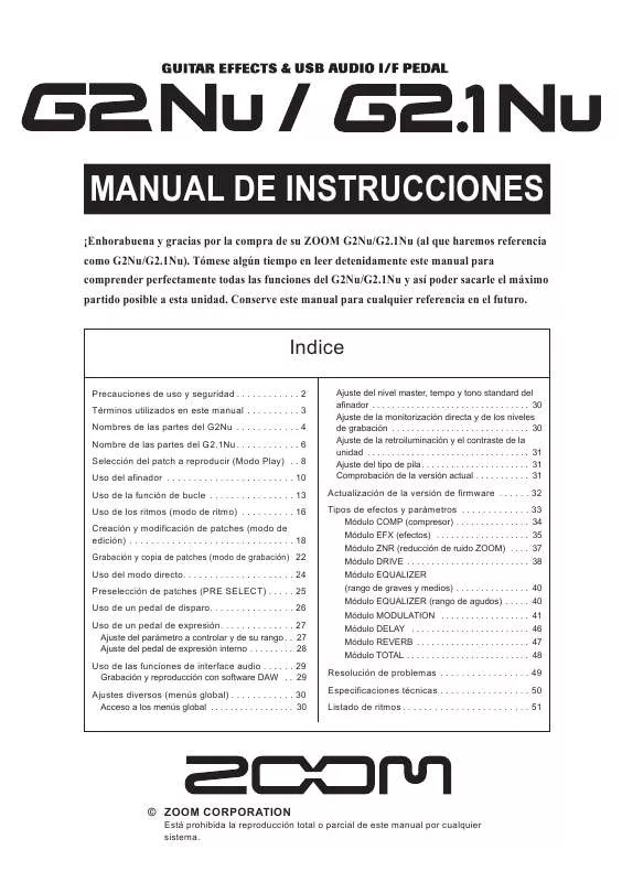 Mode d'emploi ZOOM G21.NU